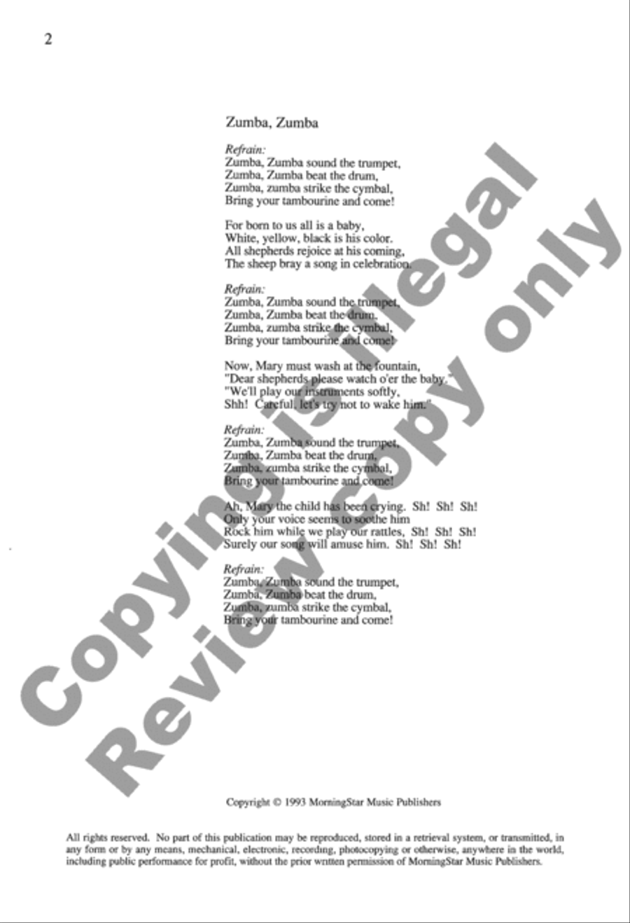 Zumba, Zumba Zumba, Zumba Unison Choir scores gallery preview page 2