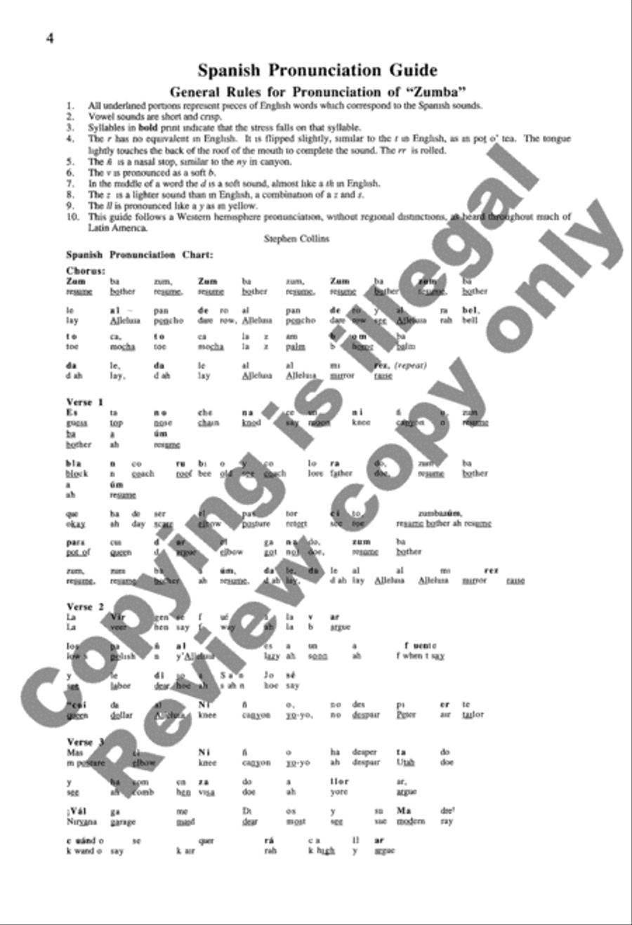 Zumba, Zumba Zumba, Zumba Unison Choir scores gallery preview page 4