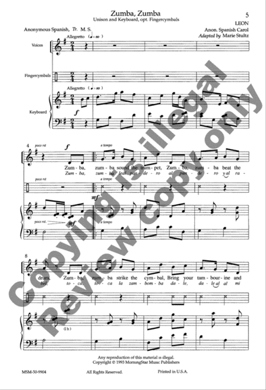 Zumba, Zumba Zumba, Zumba Unison Choir scores gallery preview page 5