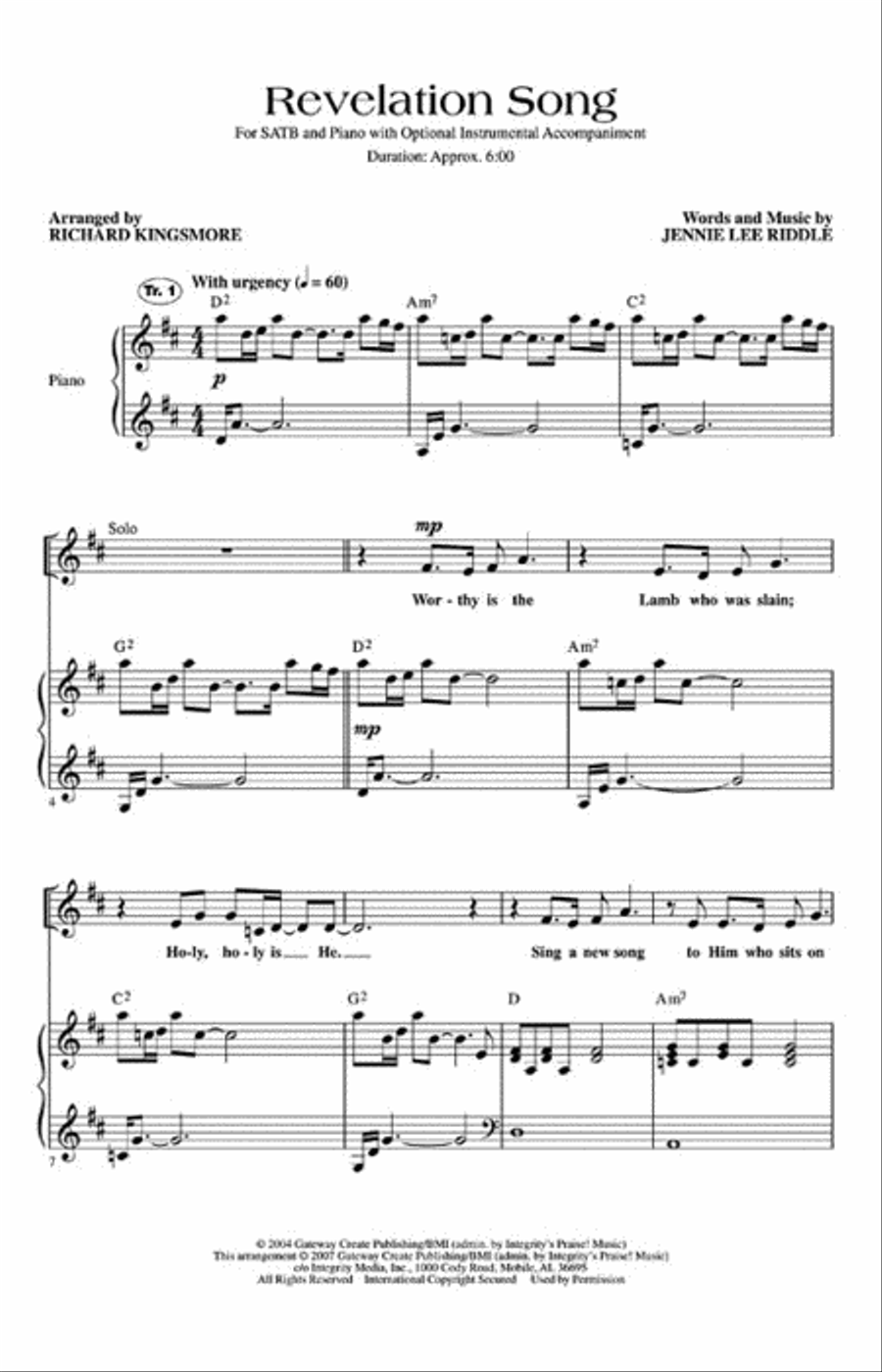 Revelation Song Revelation Song 4-Part scores gallery preview page 2
