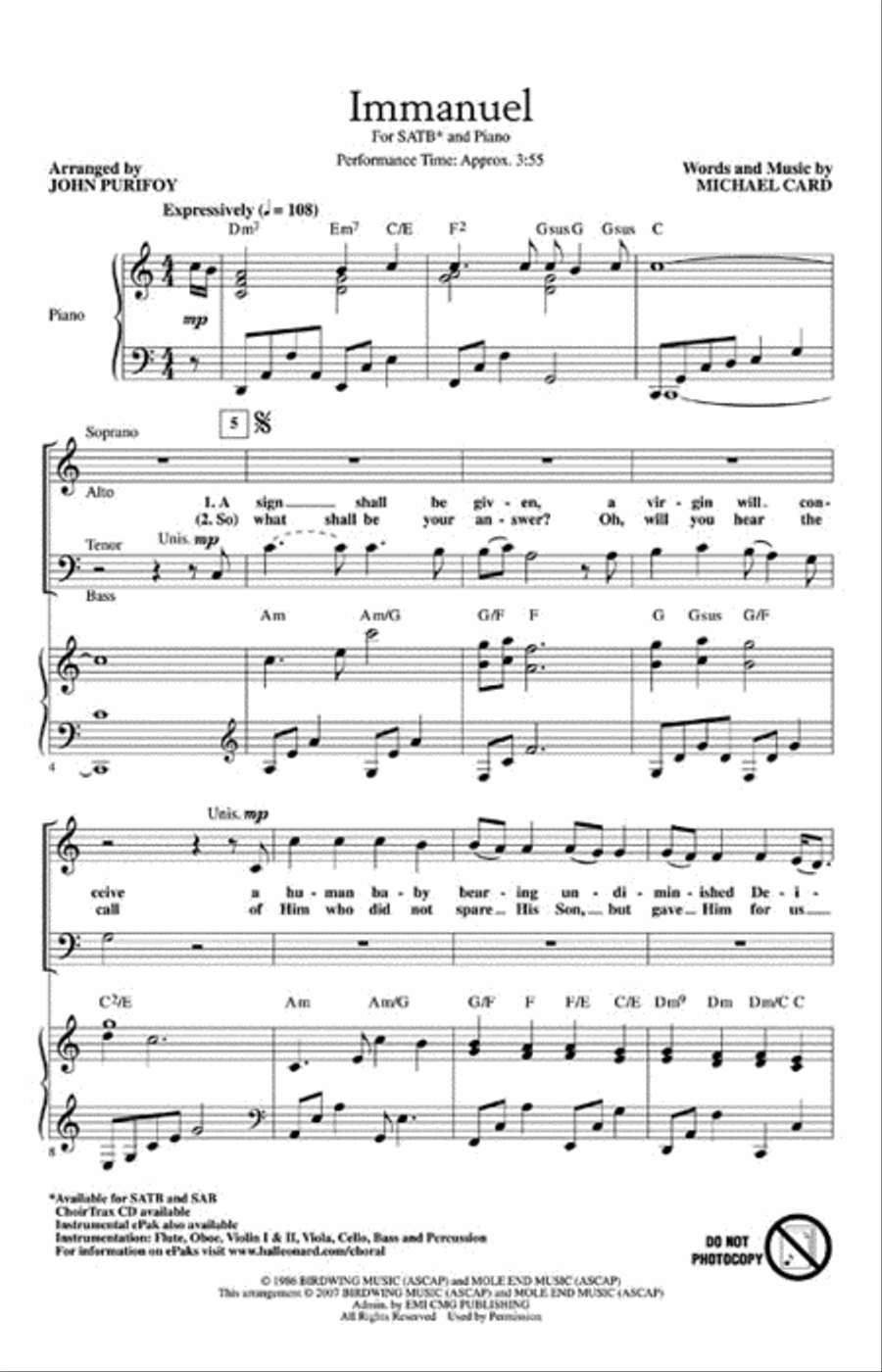 Immanuel - ChoirTrax CD Choir scores gallery preview page 2
