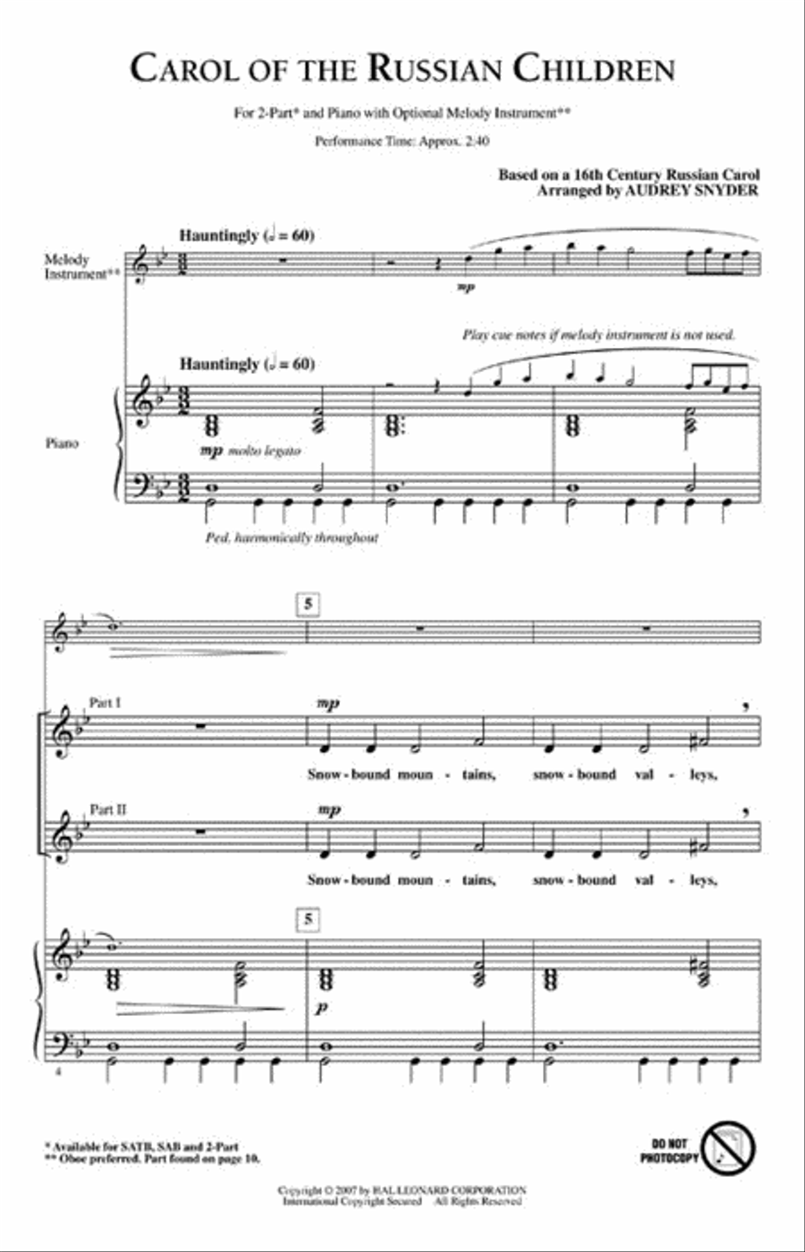 Carol of the Russian Children 2-Part scores gallery preview page 2