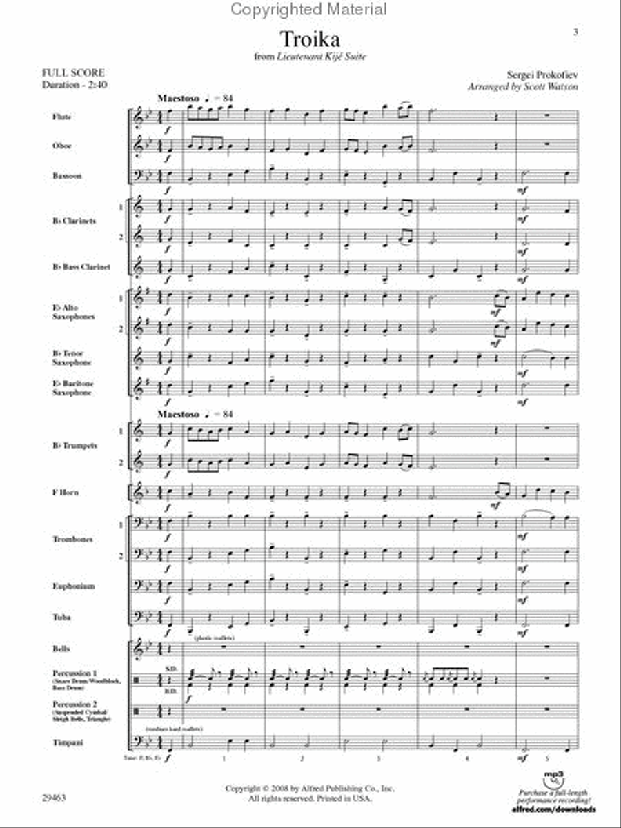 Troika from Lieutenant Kijé Suite Concert Band scores gallery preview page 2