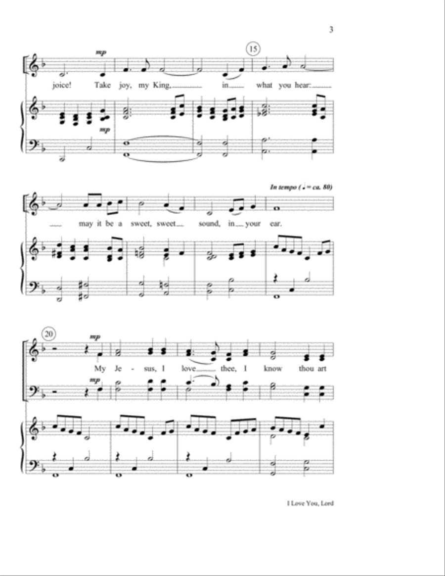 I Love You, Lord I Love You, Lord 4-Part scores gallery preview page 3