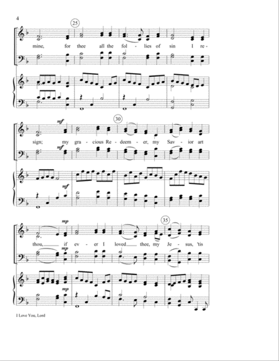 I Love You, Lord I Love You, Lord 4-Part scores gallery preview page 4