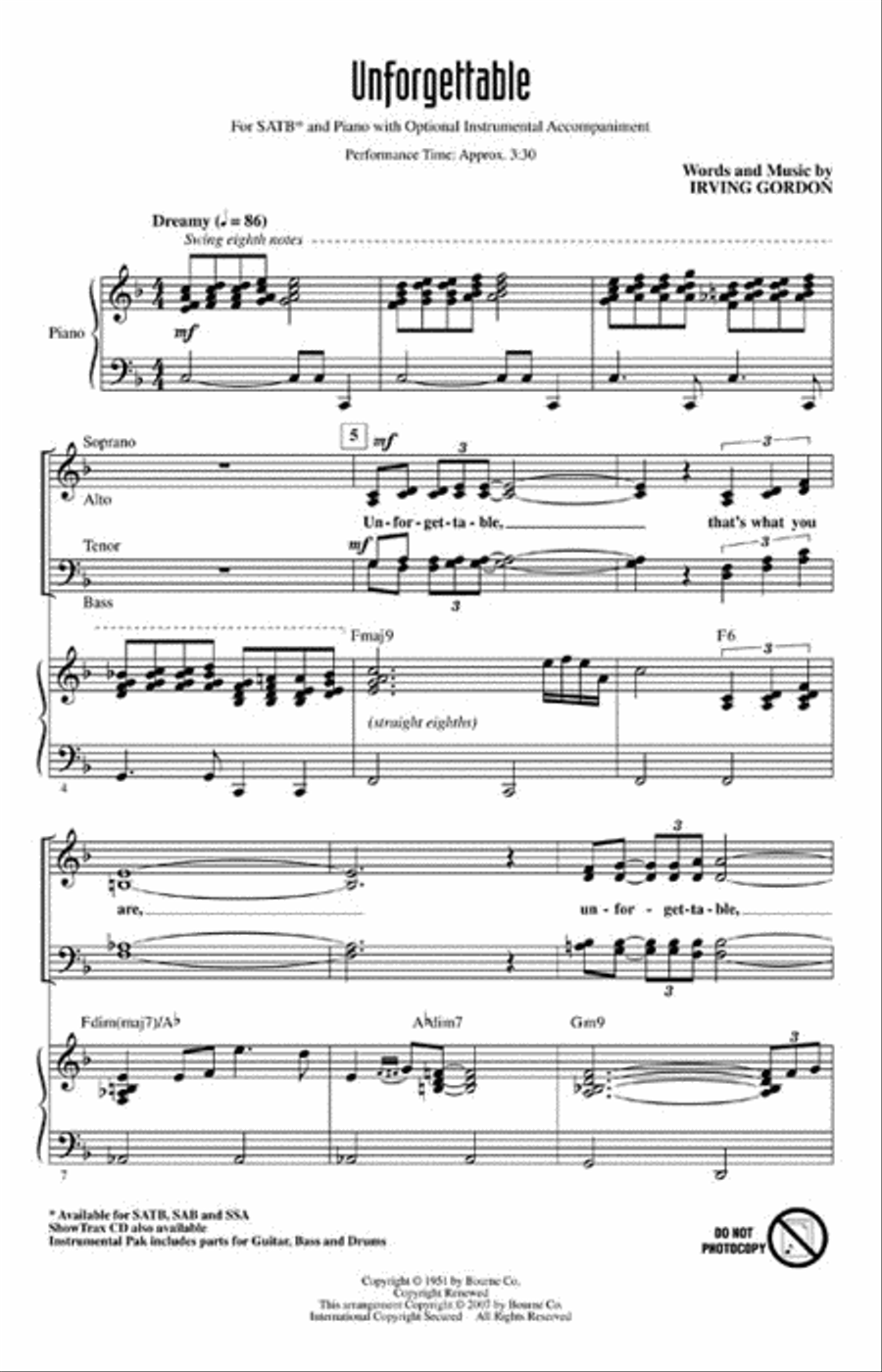Unforgettable Unforgettable 4-Part scores gallery preview page 2
