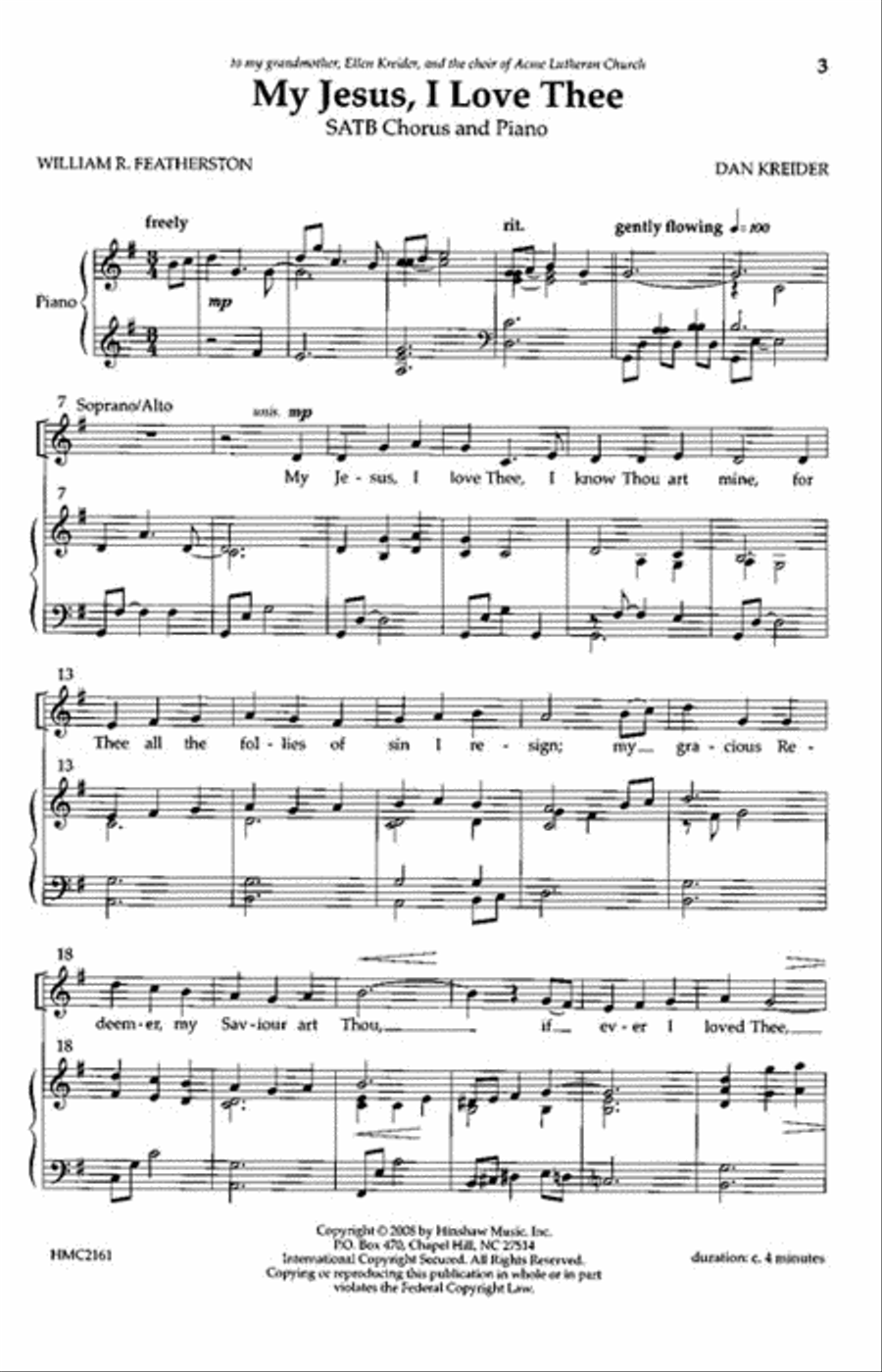 My Jesus, I Love Thee My Jesus, I Love Thee 4-Part scores gallery preview page 2