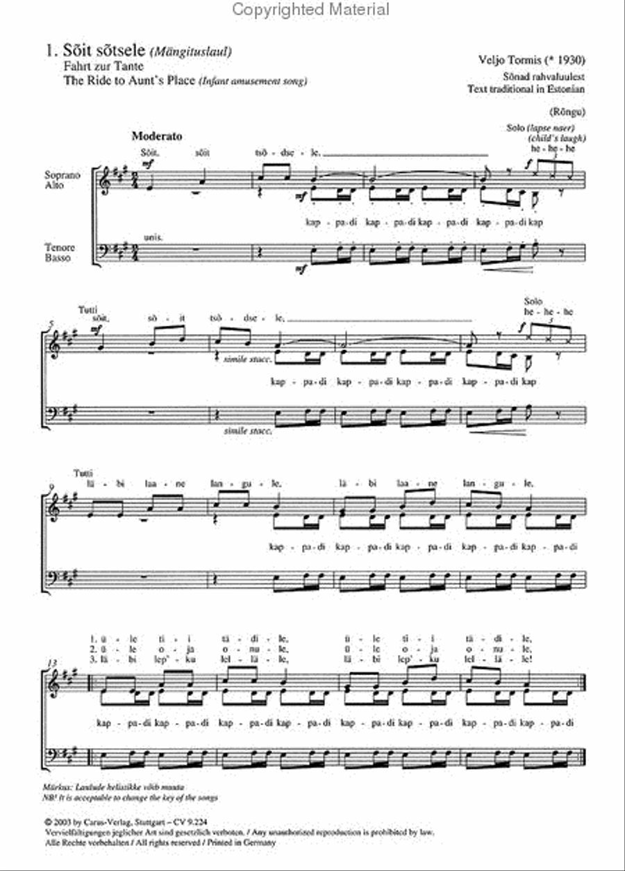 Tormis, Sechs estnische Kinderlieder Choir scores gallery preview page 2