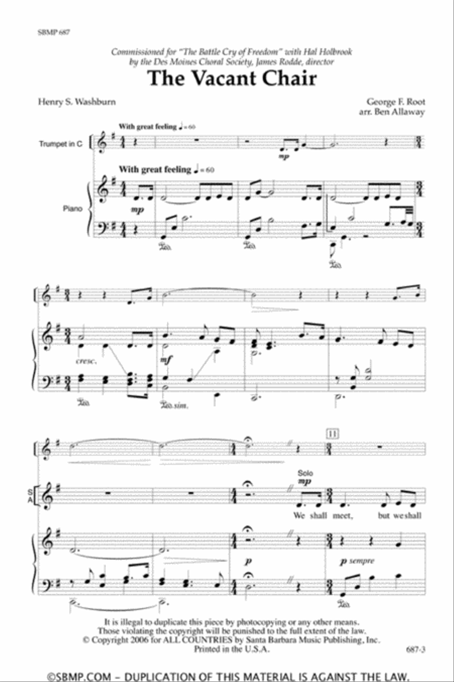 The Vacant Chair - SATB divisi Octavo Divisi scores gallery preview page 2