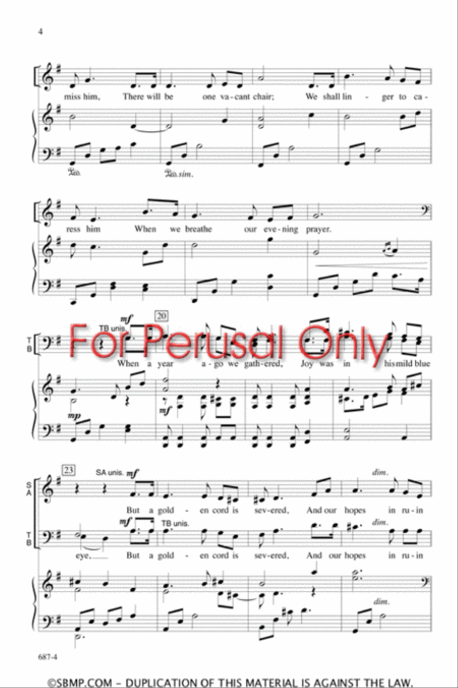 The Vacant Chair - SATB divisi Octavo Divisi scores gallery preview page 3