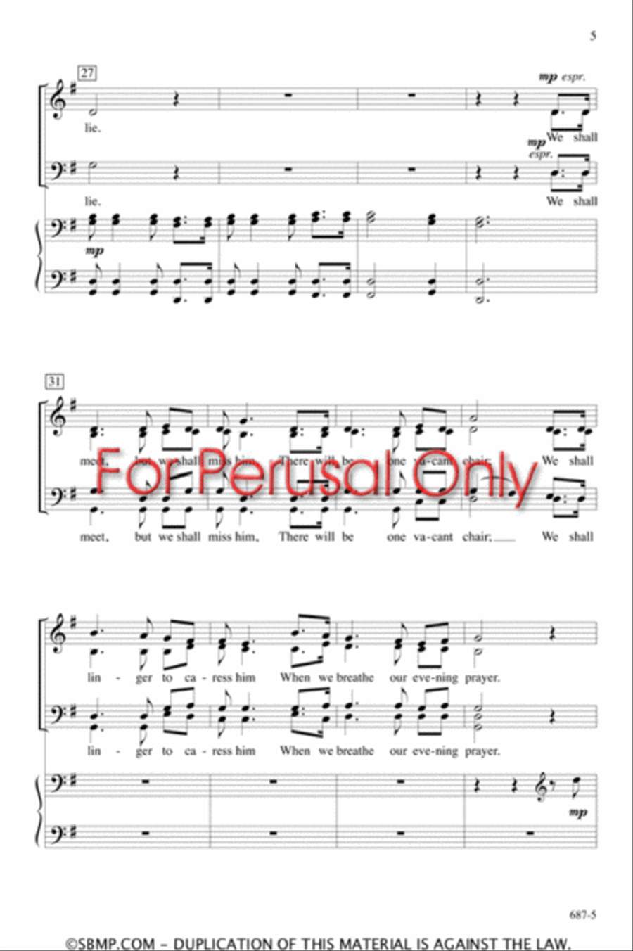 The Vacant Chair - SATB divisi Octavo Divisi scores gallery preview page 4