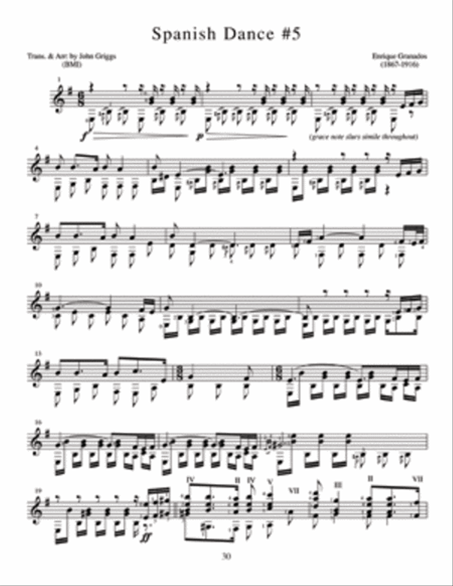 12 Spanish Dances by Granados Acoustic Guitar scores gallery preview page 2