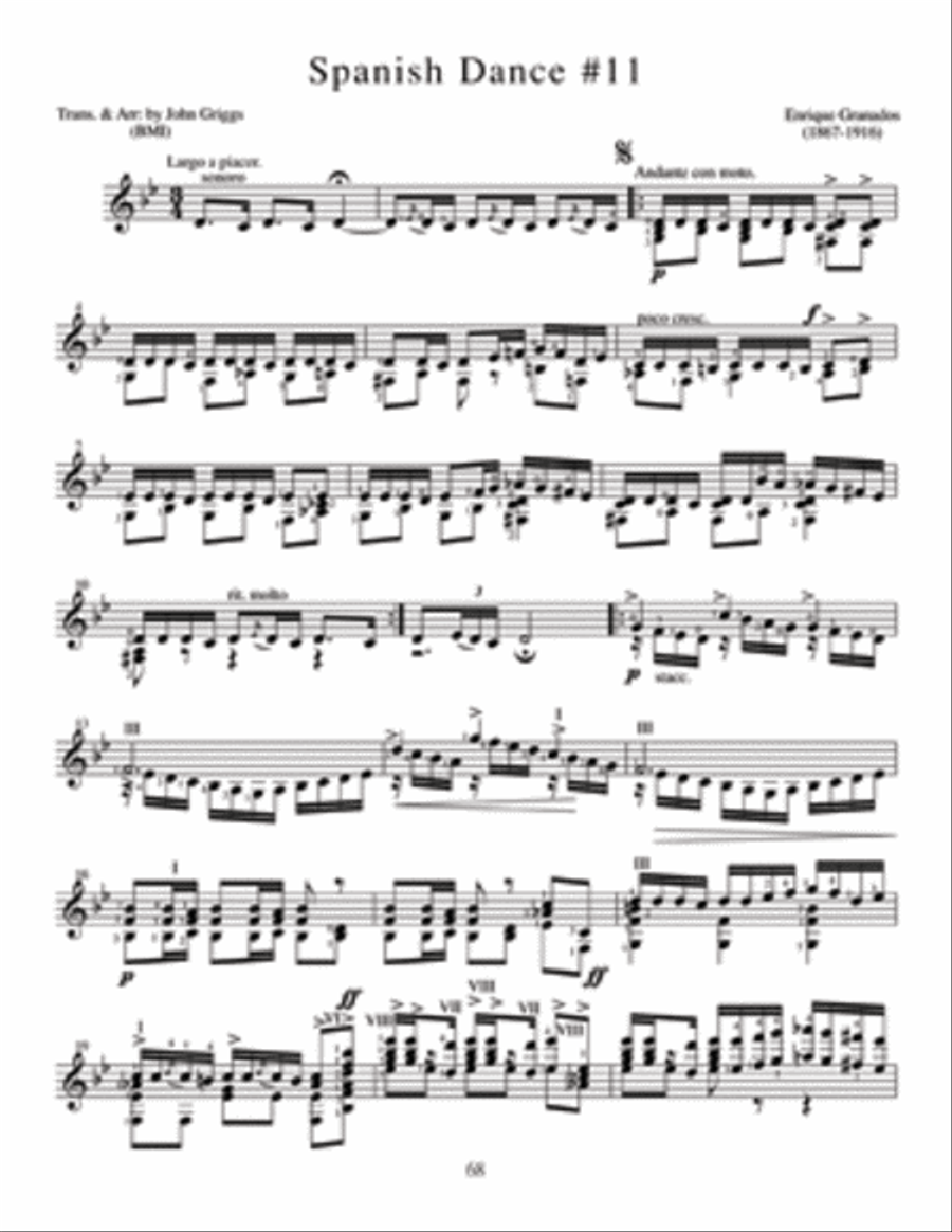 12 Spanish Dances by Granados Acoustic Guitar scores gallery preview page 4