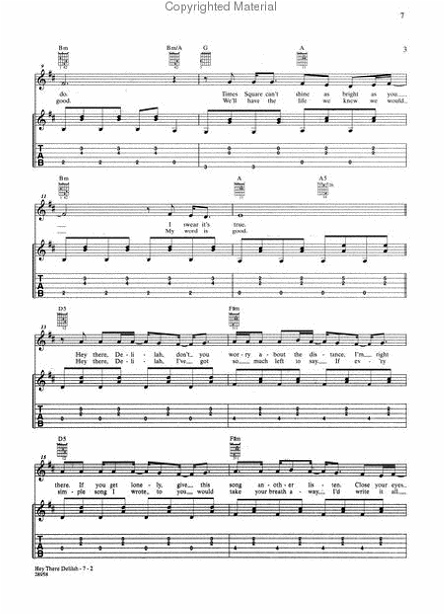 Hey There Delilah Electric Guitar scores gallery preview page 3