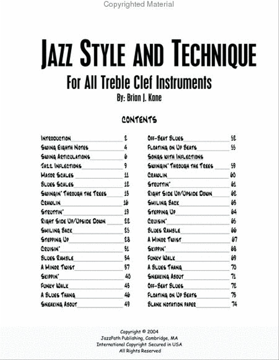 Jazz Style and Technique for Treble Clef Instruments Clarinet scores gallery preview page 2