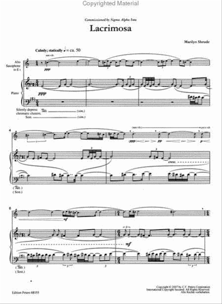 Lacrimosa for Alto Saxophone and Piano Small Ensemble scores gallery preview page 2