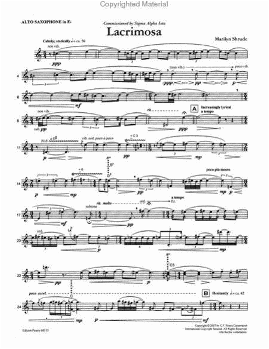 Lacrimosa for Alto Saxophone and Piano Small Ensemble scores gallery preview page 4