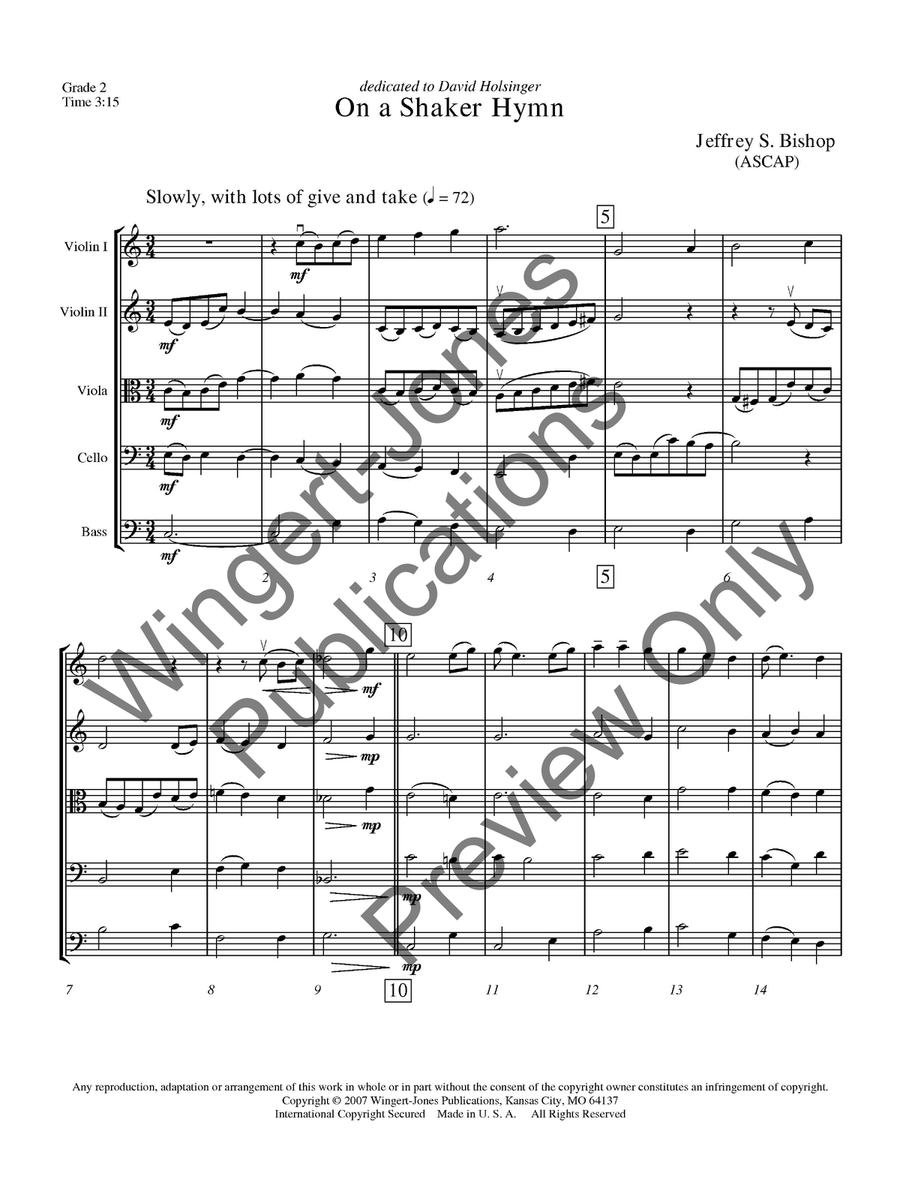 On a Shaker Hymn (Score) On a Shaker Hymn (Score) String Orchestra scores gallery preview page 5