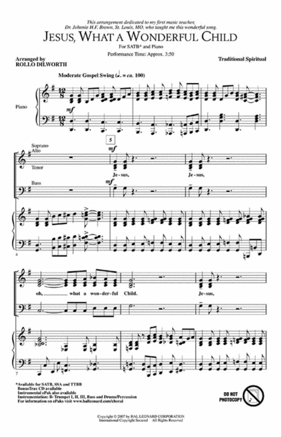 Jesus, What a Wonderful Child Choir scores gallery preview page 2