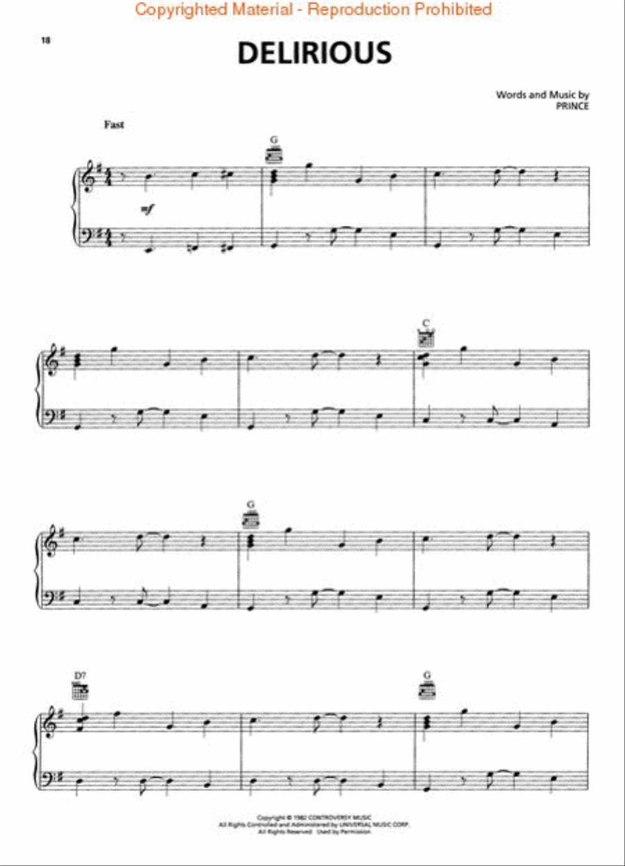 Prince – 1999 Prince – 1999 Piano, Vocal, Guitar scores gallery preview page 4