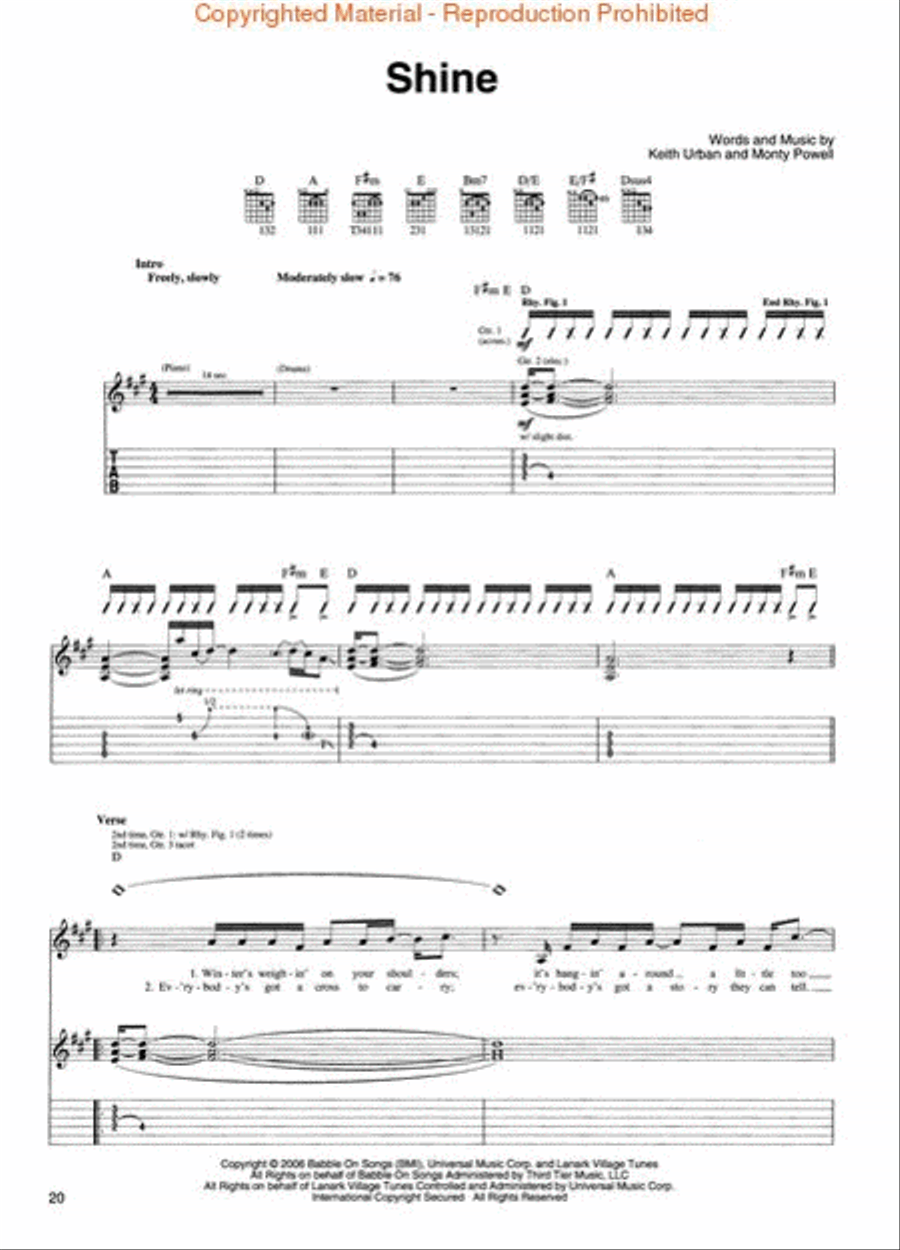 Keith Urban – Love, Pain & The Whole Crazy Thing Electric Guitar scores gallery preview page 3