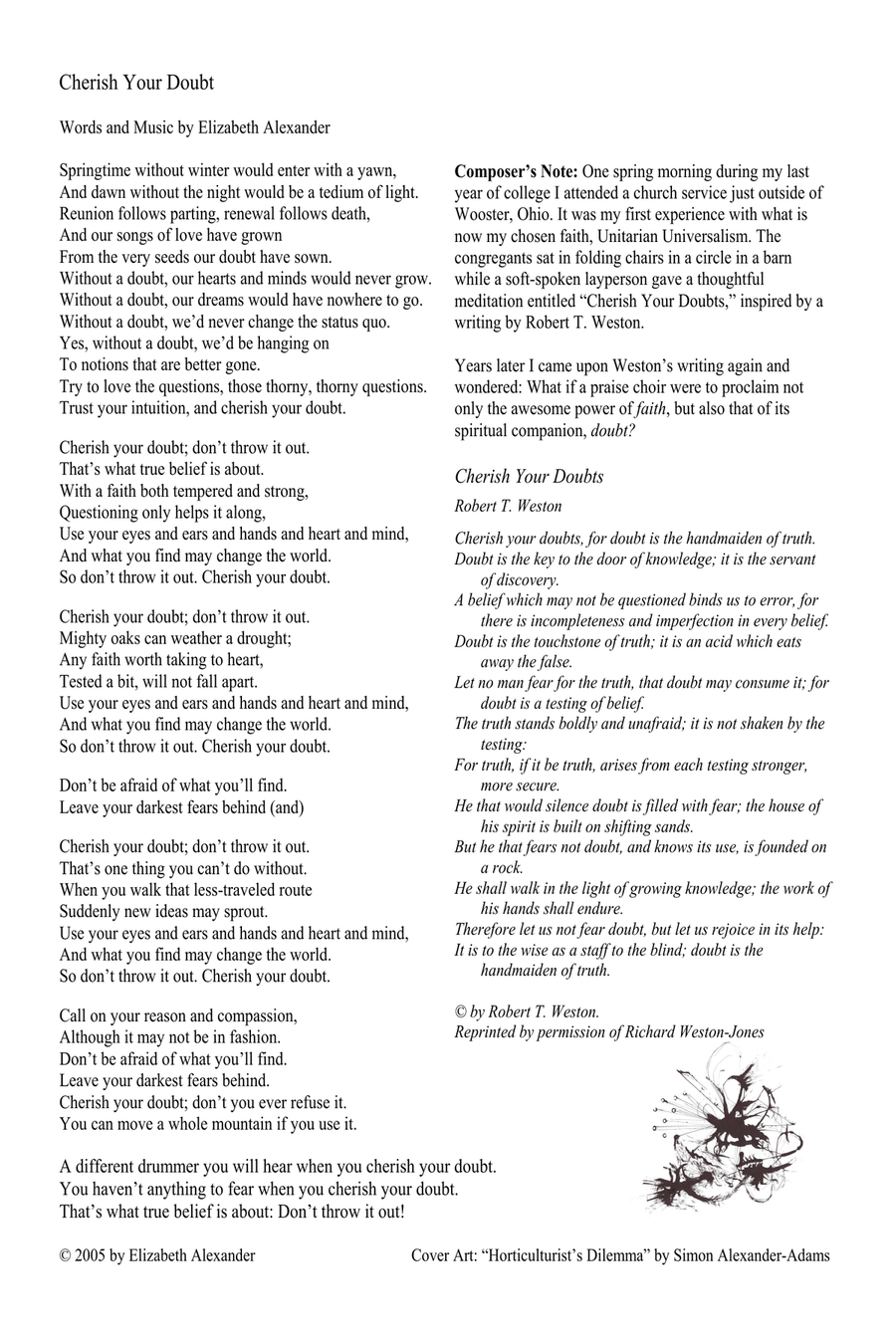 Cherish Your Doubt 4-Part scores gallery preview page 3