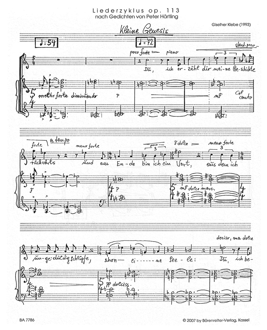 Liederzyklus nach Gedichten von Peter Hartling for Tenor and Piano op. 113 Tenor Voice scores gallery preview page 2