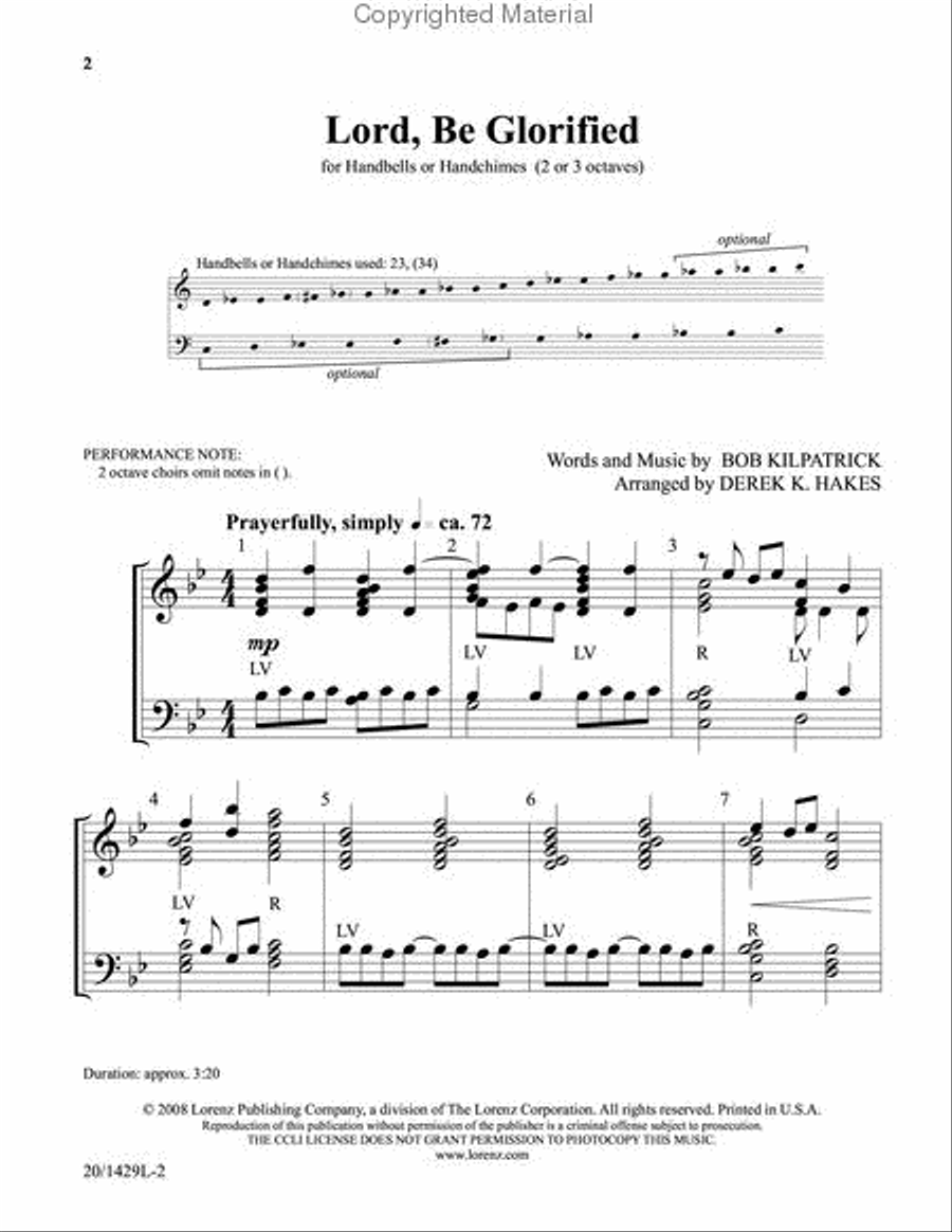 Lord, Be Glorified 3-Octaves scores gallery preview page 2