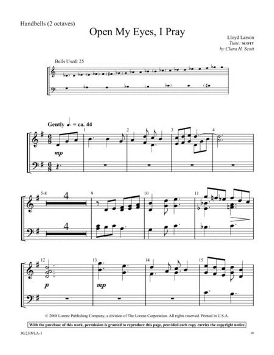 Open My Eyes, I Pray - Reproducible Handbell Part 2-Octaves scores gallery preview page 2