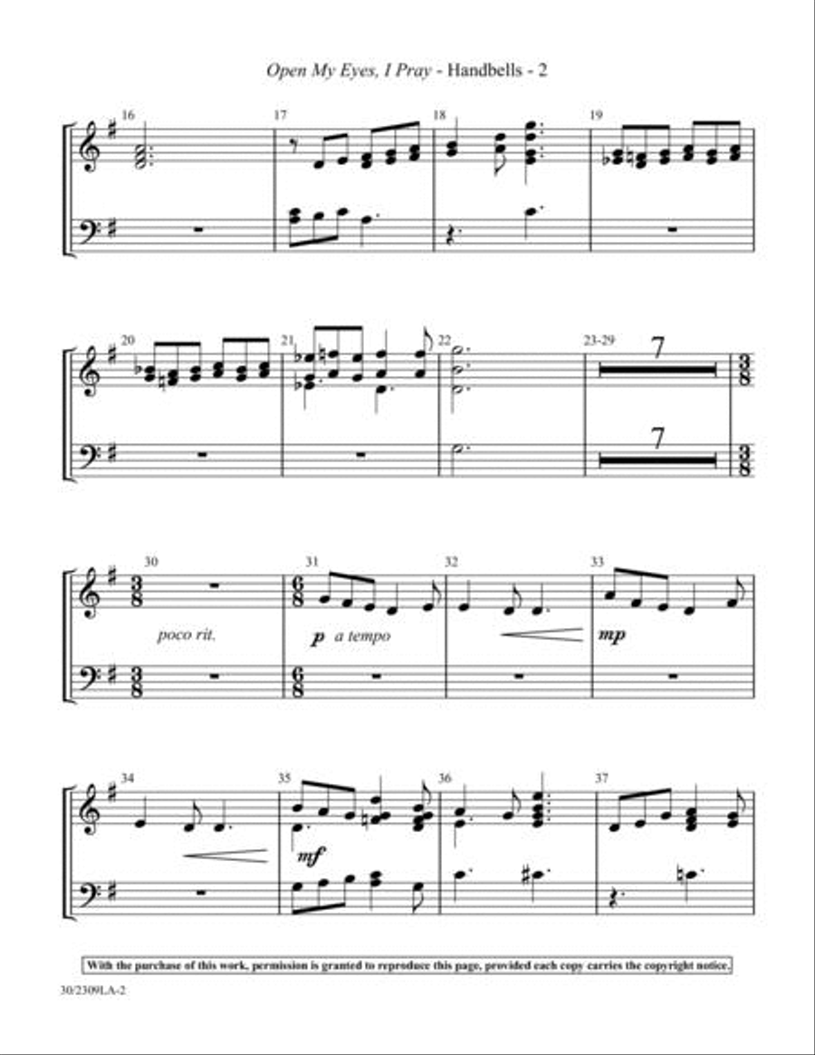 Open My Eyes, I Pray - Reproducible Handbell Part 2-Octaves scores gallery preview page 3