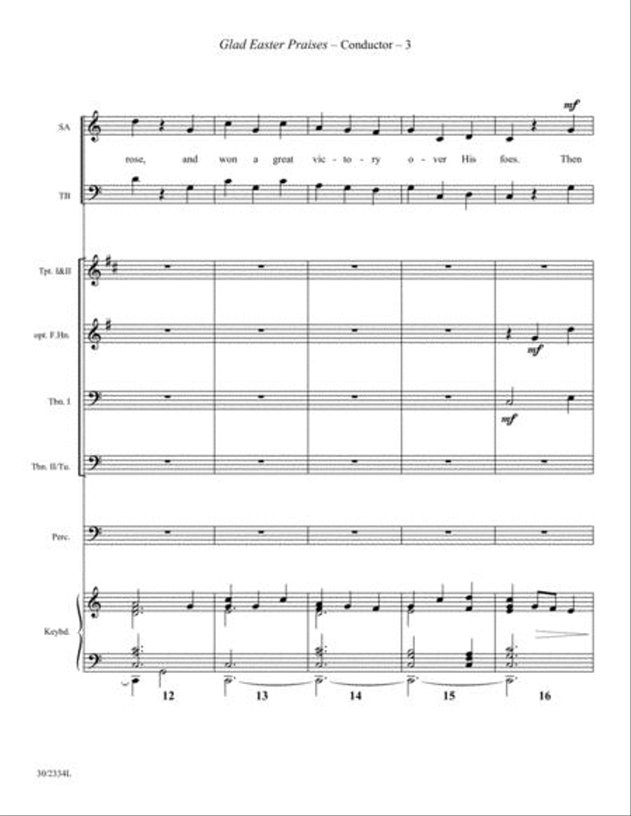 Glad Easter Praises - Brass and Percussion Score/Parts by Lloyd Larson Choir - Sheet Music page 3