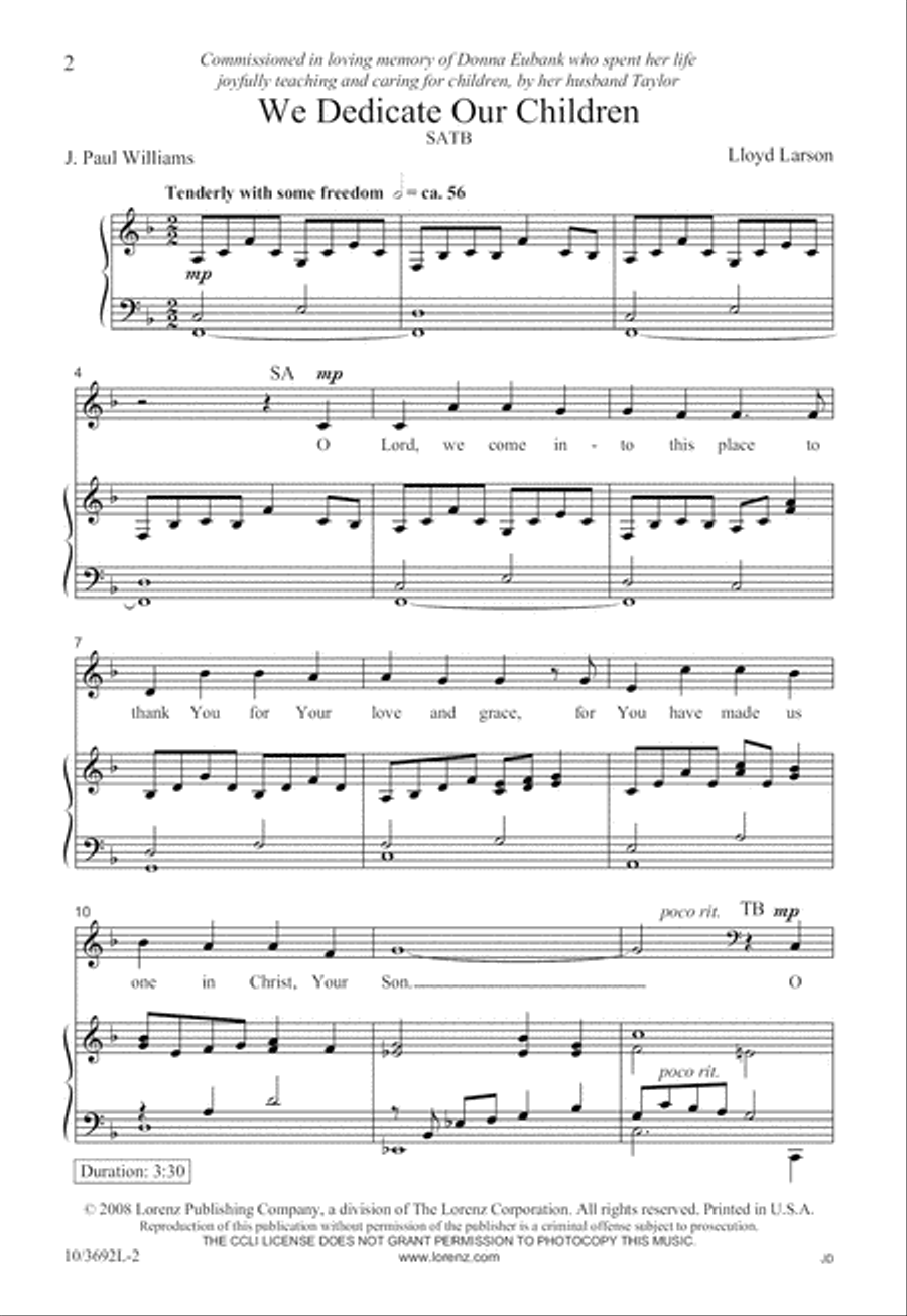 We Dedicate Our Children We Dedicate Our Children 4-Part scores gallery preview page 3