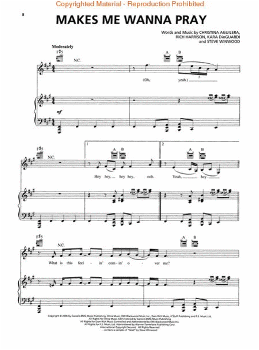 Christina Aguilera – Back to Basics Piano, Vocal, Guitar scores gallery preview page 3