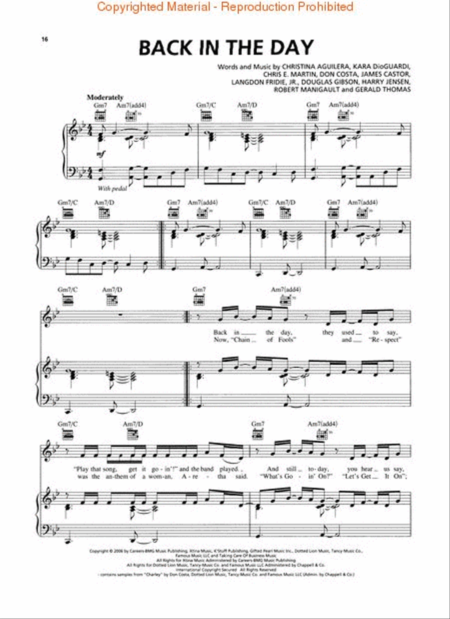 Christina Aguilera – Back to Basics Piano, Vocal, Guitar scores gallery preview page 4