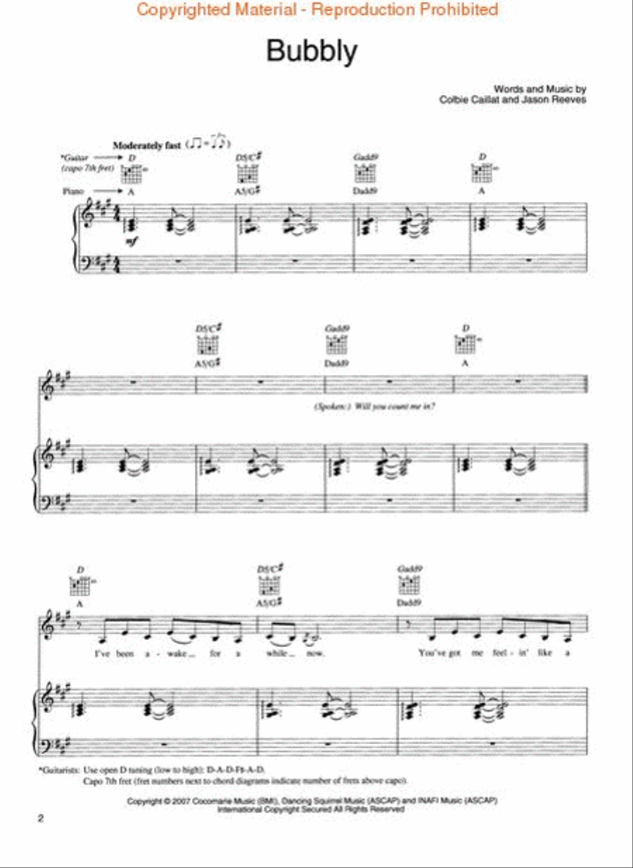 Bubbly Piano, Vocal, Guitar scores gallery preview page 2