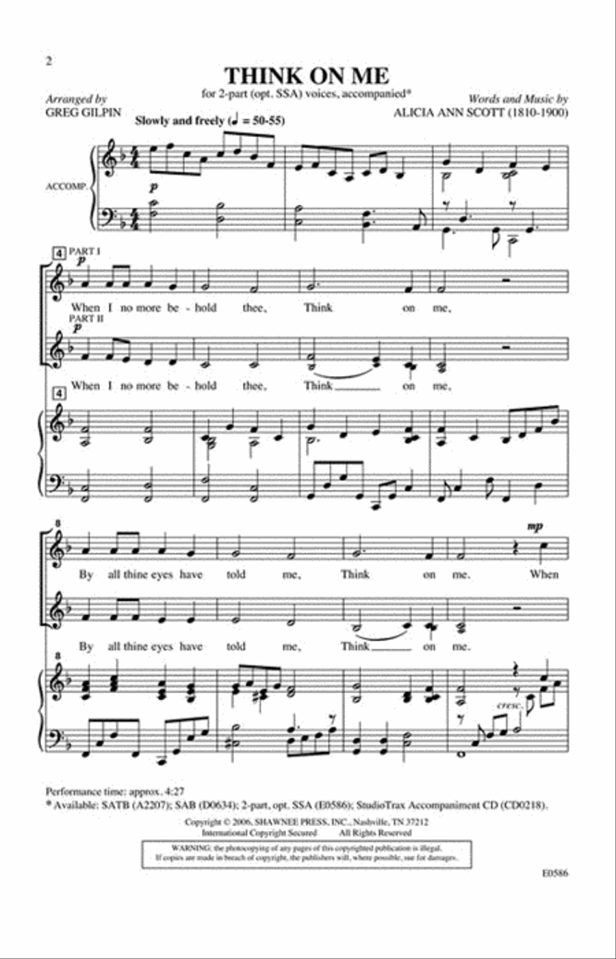 Think on Me Think on Me 4-Part scores gallery preview page 2