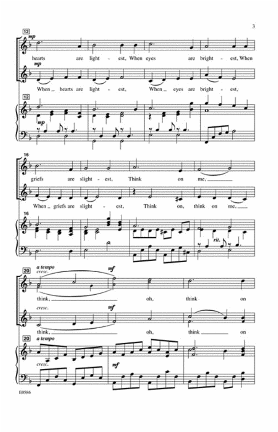 Think on Me Think on Me 4-Part scores gallery preview page 3