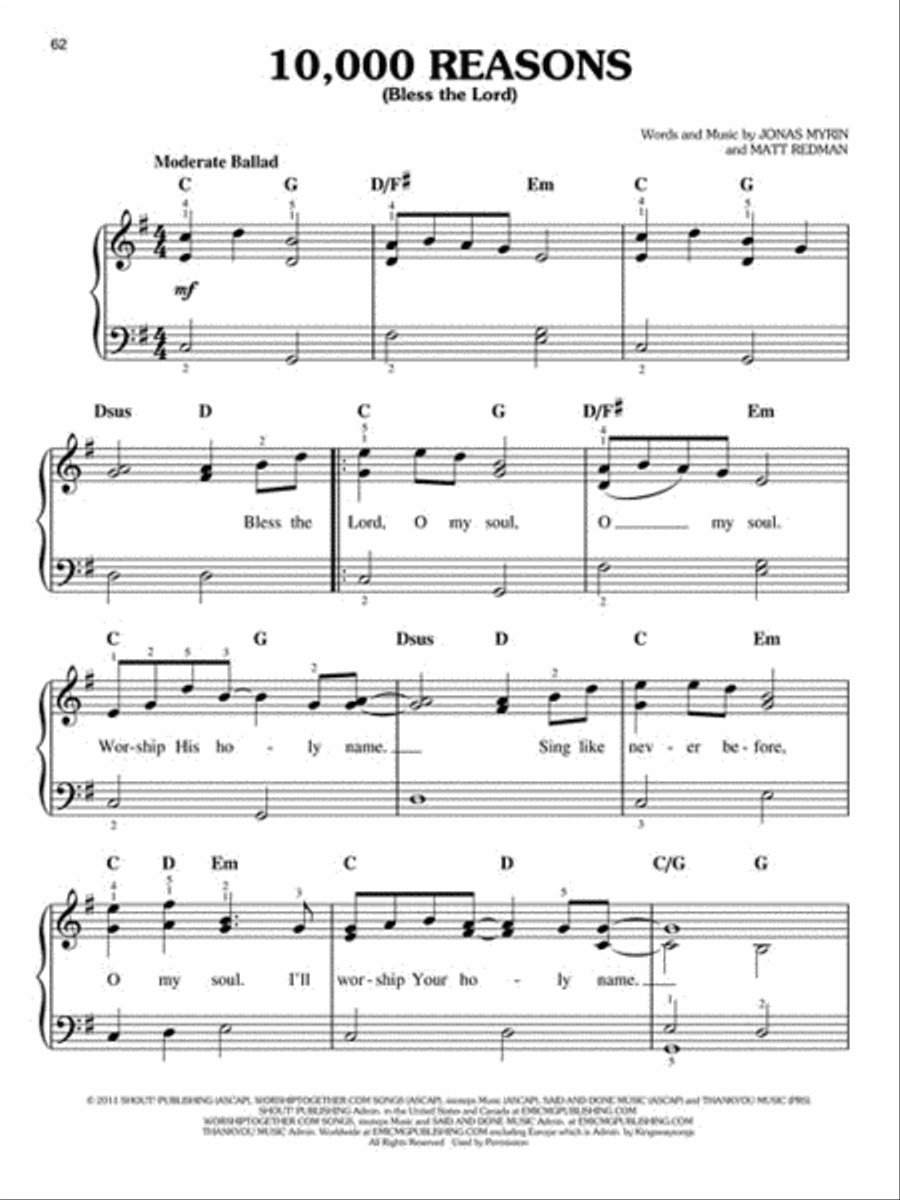 Today's Worship Hits - 2nd Edition Easy Piano scores gallery preview page 4