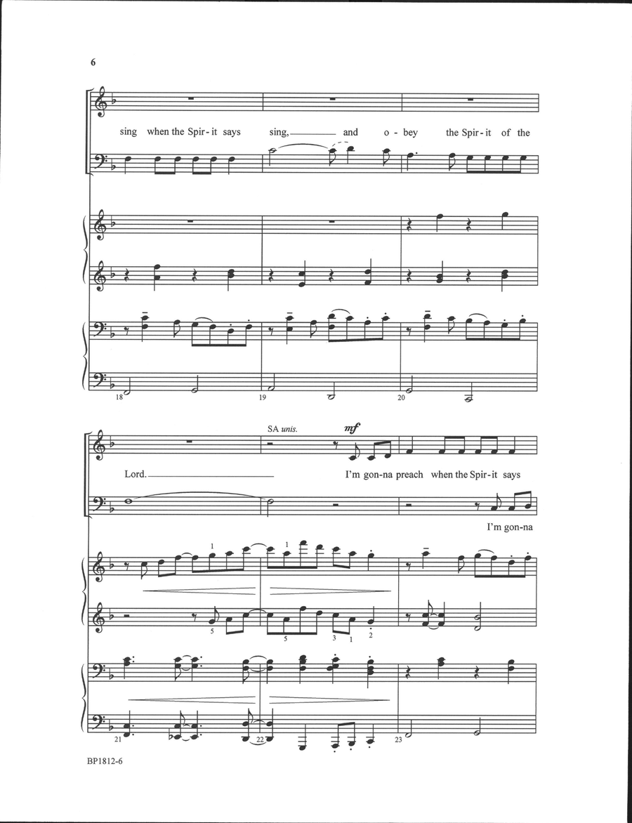I'm Gonna Sing When the Spirit Says Sing (SATB) 4-Part scores gallery preview page 5