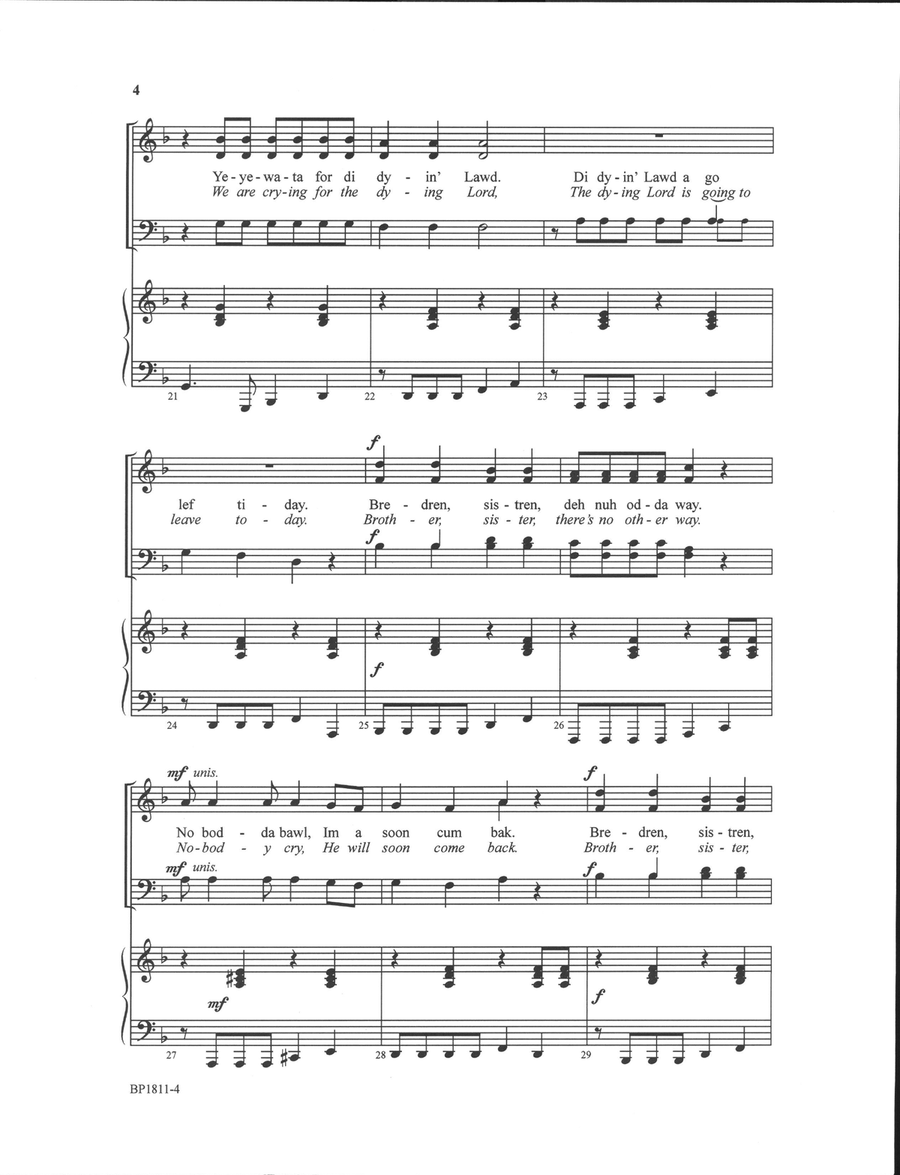 Im a Soon Cum Bak (He Will Soon Come Back) 4-Part scores gallery preview page 4
