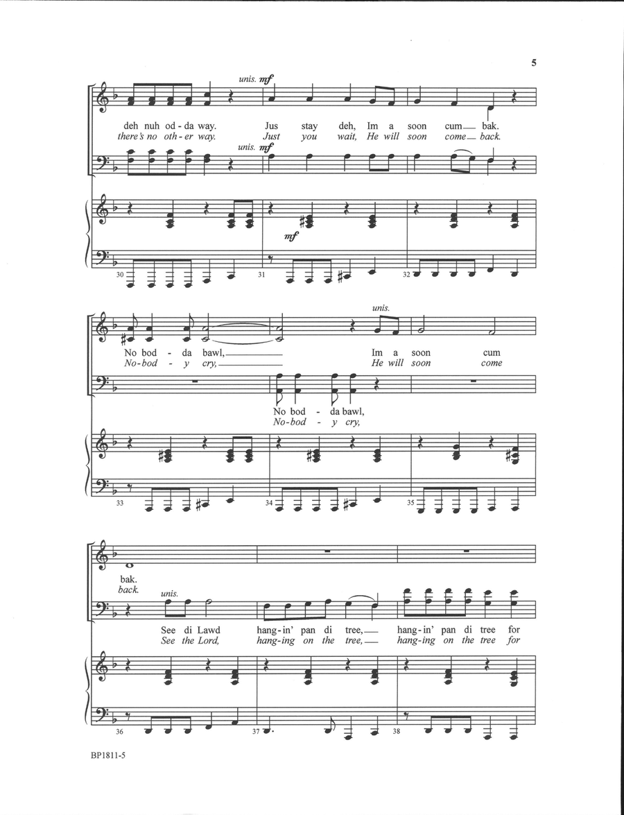 Im a Soon Cum Bak (He Will Soon Come Back) 4-Part scores gallery preview page 5