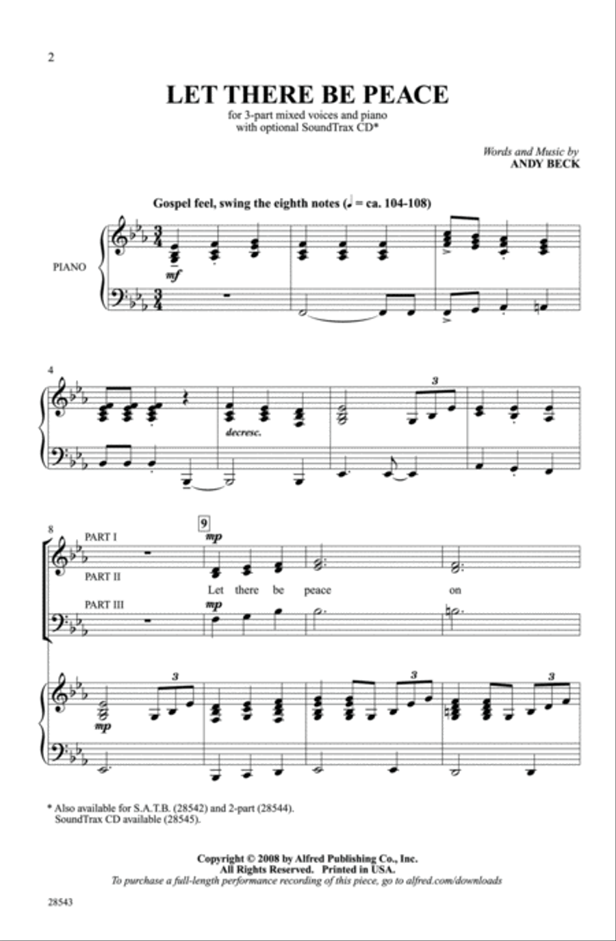 Let There Be Peace Let There Be Peace 3-Part scores gallery preview page 2