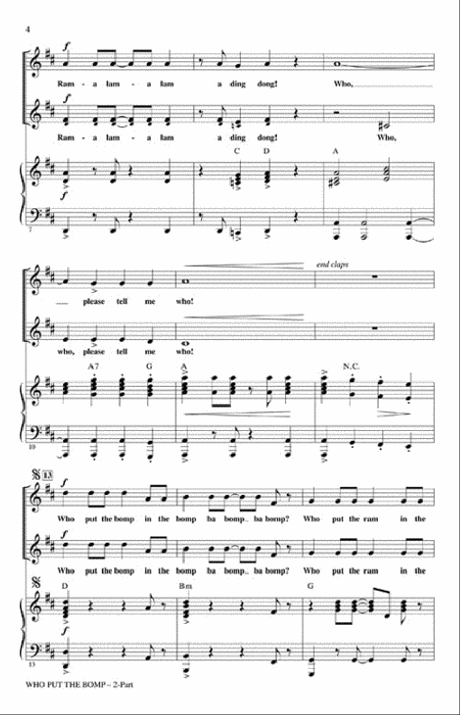 Who Put the Bomp Who Put the Bomp 2-Part scores gallery preview page 3