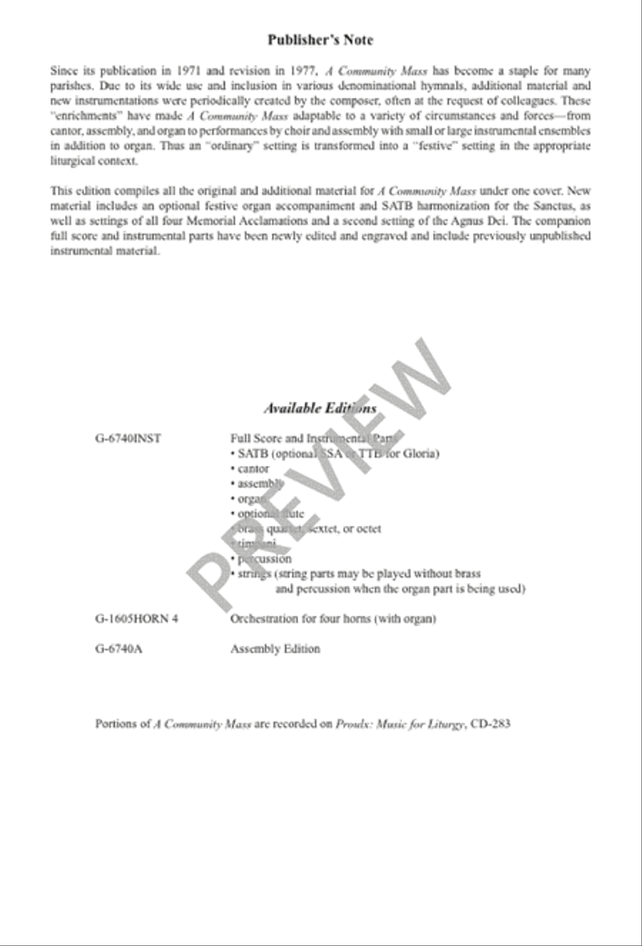 A Community Mass - Choral / Accompaniment edition A Community Mass - Choral / Accompaniment edition 4-Part scores gallery preview page 3