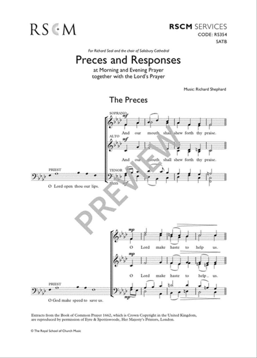 Preces and Responses / Lord's Prayer 4-Part scores gallery preview page 2