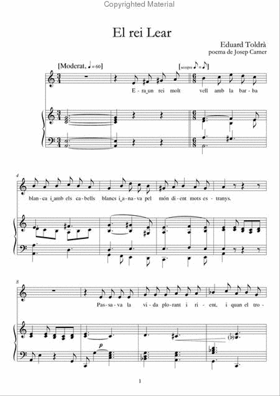 Dues cancons/ Rei Lear/ l'hort Voice Solo scores gallery preview page 2