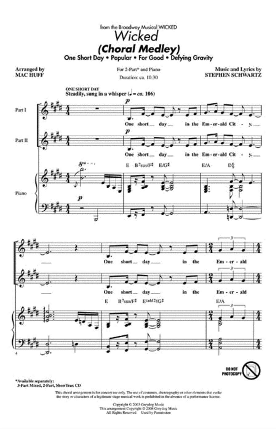 Wicked (Choral Medley) Wicked (Choral Medley) 2-Part scores gallery preview page 2