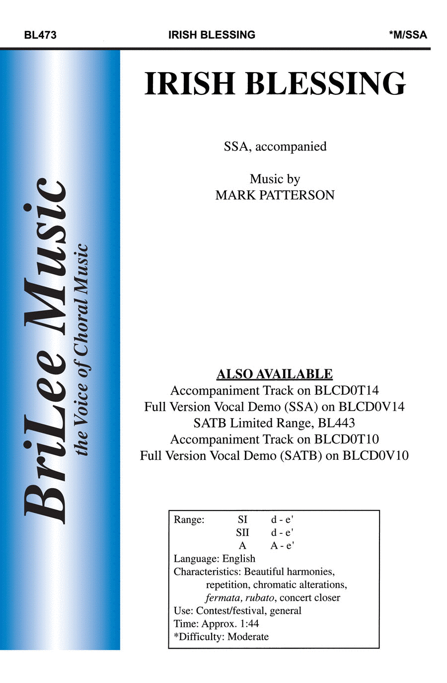 Irish Blessing Irish Blessing SSA scores gallery preview page 1