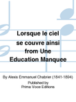 Lorsque le ciel se couvre ainsi from Une Education Manquee