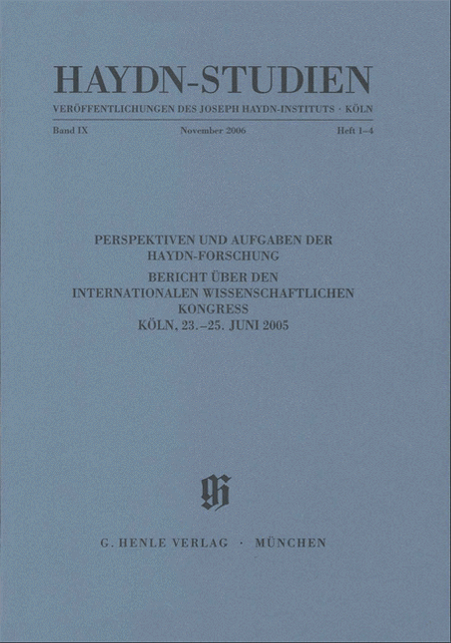 Perspektiven und Aufgaben der Haydn-Forschung School and Community scores gallery preview page 1